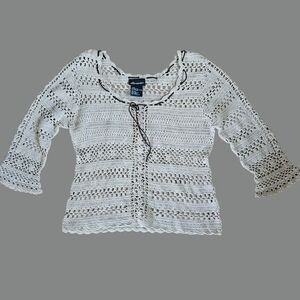 White Crochet Knit Top
